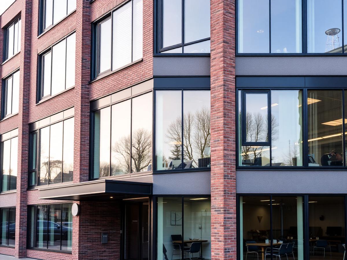 Modern kantoorgebouw met grote ramen
