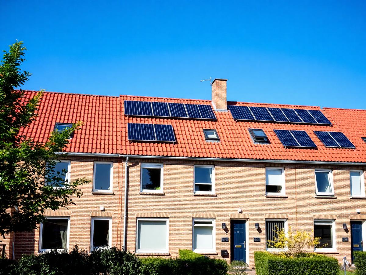 Nieuwbouwwoningen met zonnepanelen op het dak